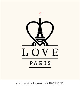 amor Torre Eiffel logotipo design elemento vetor modelo