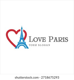 amor Torre Eiffel logotipo design elemento vetor modelo