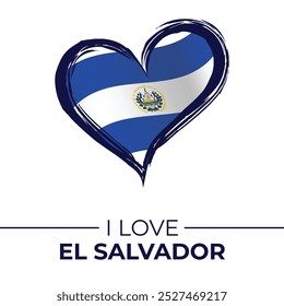 I Love EL Salvador Banner with Flag in Heart. EL Salvador love Emblem Isolated on White Background. Vector, Illustration, Isolated, Love, Background.