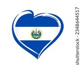 Love El Salvador, flag emblem. September 15, Happy Independence Day of El Salvador. Vector illustration with national flag in heart shape