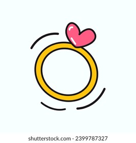 Love element of colorful set. Enchanting artwork feature a colorful ring, symbolizing the eternal bond of love, perfect for expressing affection and unity. Vector illustration.