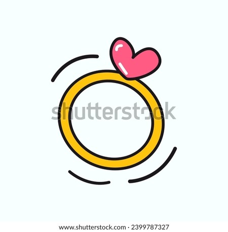 Love element of colorful set. Enchanting artwork feature a colorful ring, symbolizing the eternal bond of love, perfect for expressing affection and unity. Vector illustration.