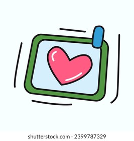 Love element of colorful set. An endearing artwork feature a colorful design and an outlined label embellished with a heart, conveying the message of love and devotion. Vector illustration.