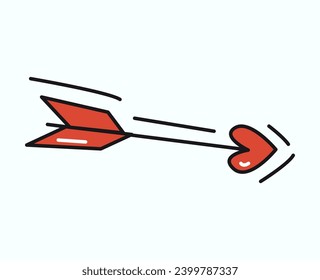 Love element of colorful set. This artwork feature a red design and an outlined love arrow, symbolizing that love has the ability to strike our hearts. Vector illustration.