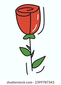 Love element of colorful set. This illustration with a colorful design and an outlined rose evoke feelings of passion and love. Vector illustration.