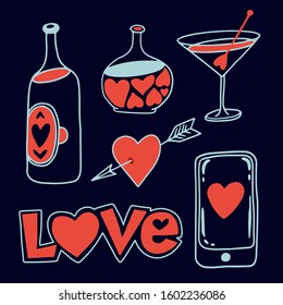 Love elements and icon. Valentine day.
