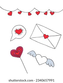 Love elements illustration image. 
Hand drawn image artwork of a love elements. 
Simple cute original logo.
Hand drawn vector illustration for posters, cards, t-shirts.