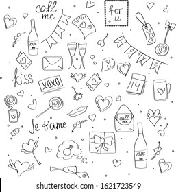 love elements sketch valentines icon