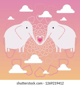 love elephant cloud pink doodle