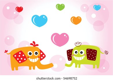 love elephant couple doodle