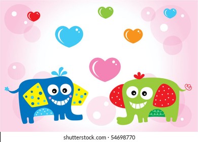 love elephant couple doodle