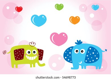 love elephant couple doodle