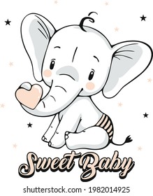 love elephant sweet cute vector
