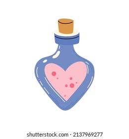 Love elixir in heart-shaped bottle 