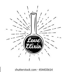 Love elixir. Vector illustration. Flask