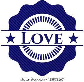 Love emblem with denim high quality background