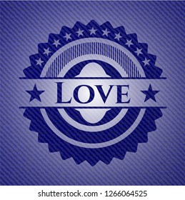 Love emblem with denim texture