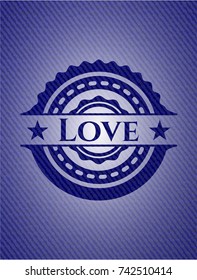 Love emblem with denim texture