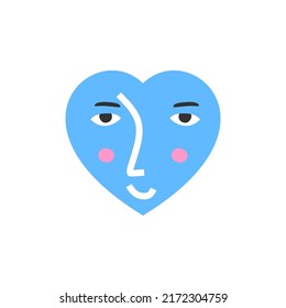love emblem face emoticon theme, flat design