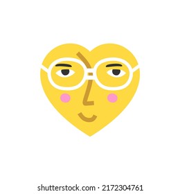 love emblem face emoticon theme, flat design
