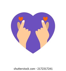 love emblem with hand illustration concept, flat design
