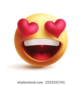 Liebe Emoji 3D Clipart Charakter. In der Liebe Emojis Charakter mit Herz Augen, glückliches Gesicht, lächelnd, besessen, Freude, lustig und süß Gesichtsausdruck grafische Element. Vektorgrafik Liebe Emoticon Clip 