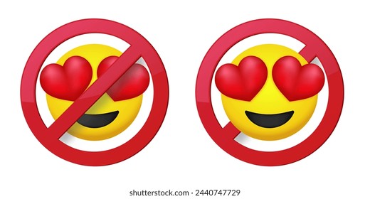 love emoji ban prohibit icon. Not allowed taboo . Forbidden taboo icon svg