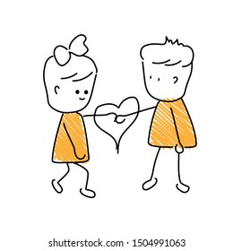 Love emoji character. Editable line love character.