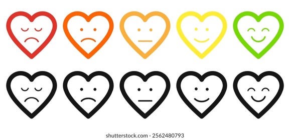 Love Emoji feedback icon set rating happy neutral sad emoji emotions icons customer satisfaction smiley good bad medium ace reaction colorful service