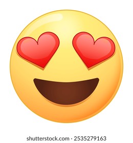 Icono de emoji de amor. Icono de emoji. Estilo de dibujos animados. Icono de Vector. Carácter amoroso de la emoción del ojo, cara sonriente en amor. Sentimientos y reacciones para el mensajero o las redes sociales