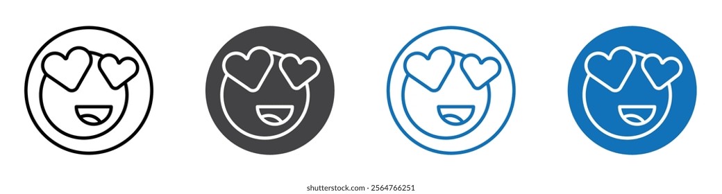 Love emoji icon flat editable icon mark set.