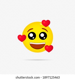 Love emoji icon. Happy emotion. Smiley, emoticon. Social media concept. Vector on isolated transparent background. EPS 10