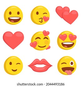 Ilustración de Icono de Amor Emoji. Símbolo de vectores cardíacos Emoticon diseño de vectores de doodle.