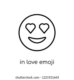 in love emoji icon. Trendy modern flat linear vector in love emoji icon on white background from thin line Emoji collection, outline vector illustration