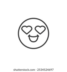 Love Emoji line icon. linear style sign for mobile concept and web design. A face with heart eye outline vector icon. Symbol, logo illustration. Vector graphics