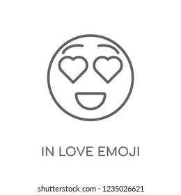 In love emoji linear icon. Modern outline In love emoji logo concept on white background from Emoji collection. Suitable for use on web apps, mobile apps and print media.