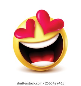 Love emoji vector character. Heart eyes clipart in in love and happy facial expressions yellow round emoticon isolated in white background. Vector illustration love clip art emoji.
