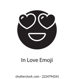 In Love Emoji  Vector Solid Icon Design illustration. Love Symbol on White background EPS 10 File