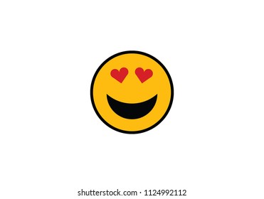 Love emoticon falling in love yellow expression smiling vector 