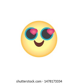 In love emoticon flat icon, vector sign, Face With Heart-Eyes emoji colorful pictogram isolated on white. Symbol, logo illustration. Flat style design