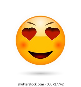 In love emoticon. Isolated vector illustration on white background