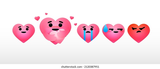 Love emoticon vector,  social media emoticon, emoticons face set, feeling emoticon, emoji in love, yay, sad, care and angry emotions for use in chat, email, massage box and comment.