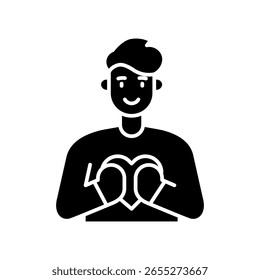 Love emotion schwarz flach Symbol für digitale und Print-Projekte.  Minimal saubere Symbole für Apps und Websites. Moderne einfache Symbole für UI UX und Branding
