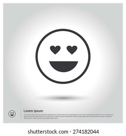 love emotion smiley icon, Flat pictograph Icon design gray background. Vector illustration.