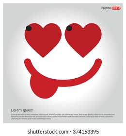 love emotion smiley icon, Flat pictograph Icon design gray background. Vector illustration.
