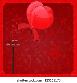 Love emotions background two  flying hearts. Vector illustration