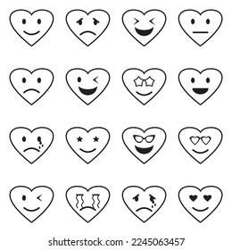 Love Emotions Icons. Line With Fill Design. Vector Illustration.