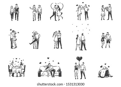 Love, enamored people concept sketch. Hand drawn isolated vector