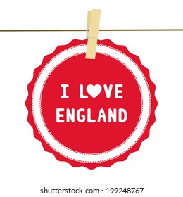 I lOVE ENGLAND letter. Card for decoration.