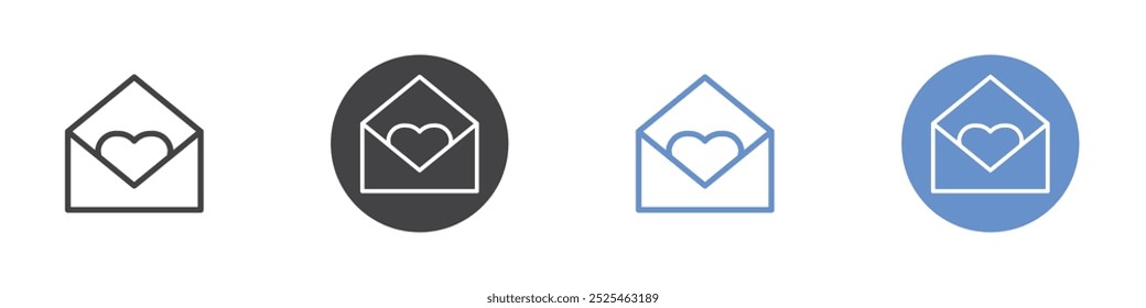 Love envelop icon Thin outline art symbol